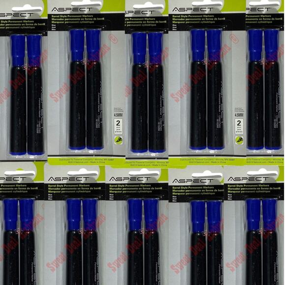 20-PK Fastenal Aspect Permanent Blue Chisel Point Markers, 4.5MM, Barrel Style - Picture 1 of 4